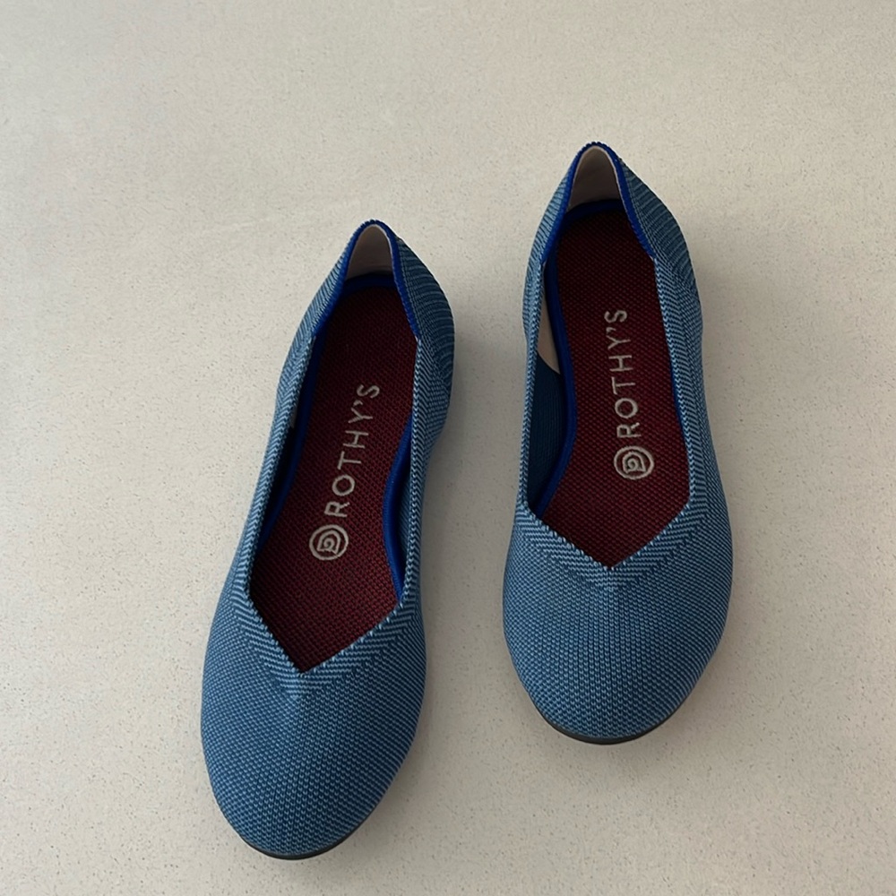 Rothy’s round toe flat retired indigo mini stripe
